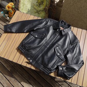 
Neutral retro oversized men and women wear couples Hong Kong style loose genuine leather jacket French old sheepskin thick