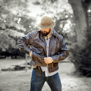 Raiders of the Lottery Ark [Serious American Retro] American Blasting Frosted Cowhide Heavy Washed Old Men's Genuine Leather Clothes
