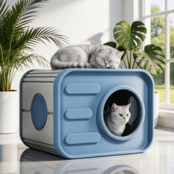 Cat Nest Suitable for All Seasons, Indoor Shelter, Summer Double-Layer Outdoor Semi-Enclosed Safe Cat Nest with Two Floors