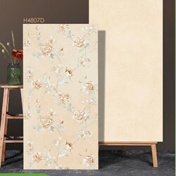 French-Style Cream-Colored Floral Tiles for Bathroom, Swallow-Shaped Colorful Wall Tiles, Plain Soft-Gloss Tiles for Bathroom and Toilet, Micro-Cement Tiles