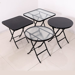 Outdoor Foldable Table, Simple Dining Table for Small Apartments, Portable Stall Table, Glass Round and Square Table