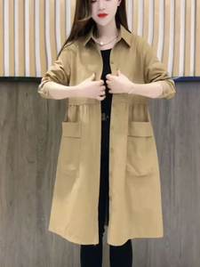 Women's outer jacket female 2023 spring and autumn new models this year popular big pocket long long sleeve casual loose coat tide
