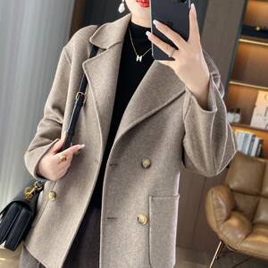 Imitation woolen coat for women 2026 short autumn and winter small person loose outer wear off-season suit collar woolen coat