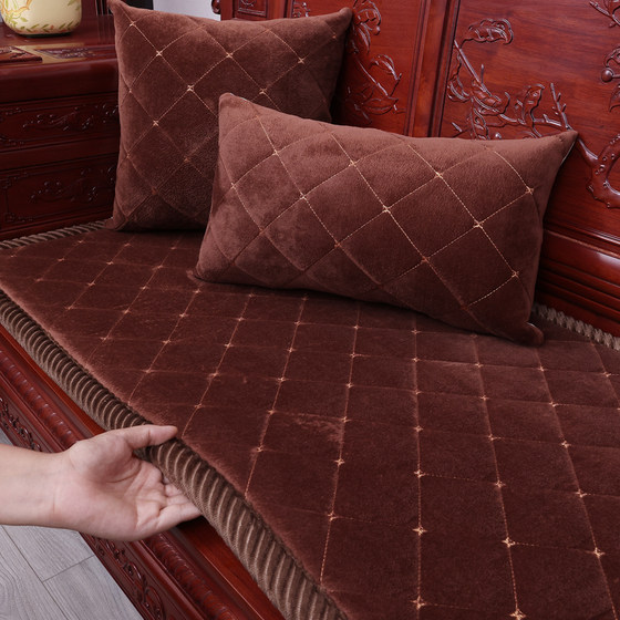 
New Chinese style mahogany sofa cushion autumn and winter plush cushion solid wood chair cushion thickened anti-slip sofa cushion customization