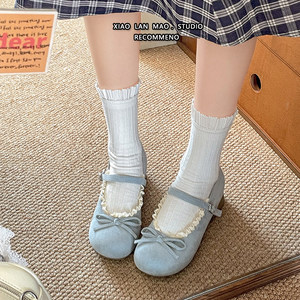 
Thick heel inner heighten one-slip-on Mary Jane shoes for women 2026 spring and summer new hot style with skirt shallow mouth single shoes