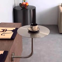 Industrial Style Milk Tea Shop Small Round Table Creative Wall-Mounted Stainless Steel Side Table Trendy Shop Cafe Wrought Iron Small Coffee Table
