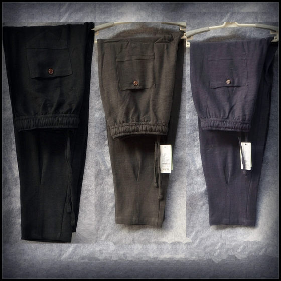 
Large size thick cotton linen casual trousers men's retro sesame harem pants small feet pants trendy Chinese style men's autumn