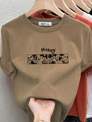 Women's Regular Shoulder Cotton Short-Sleeve T-Shirt 2025 New Fashion Versatile Round Neck Slim-Fit T-Shirt Base Shirt Top for Women