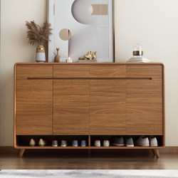 Shoe Cabinet for Home Entrance, Solid Wood Frame, Indoor and Outdoor Entryway Storage, Integrated Wall-Mounted, New Chinese Style 2026 Model