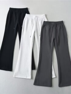 Comfortable sports megaphone, spring trousers for leisure, drawstring, high waist
