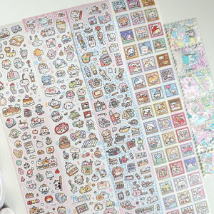 
A rabbit packed original sticker roll cute little animal stamp stickers versatile collage tape fine glitter die-cut
