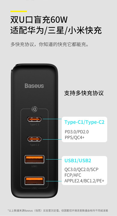 Baseus 100W gallium nitride charger multi-port PD fast charging plug ...
