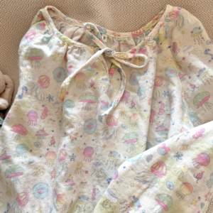 
Long-sleeved nightgown type A 100 cotton double layer gauze pajamas pure cotton gauze confinement home clothes skin-friendly breathable cartoon