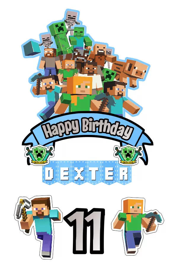 我们的世界minecraft生日蛋糕旗 插牌定制派对用品