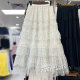 French retro polka dot mesh skirt for women in spring and summer 2025 new elastic waist slimming layered cake skirt long skirt