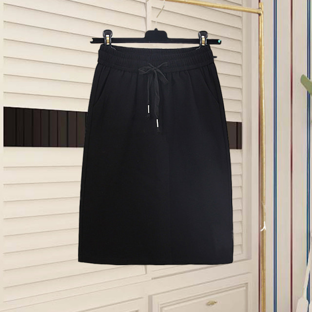 Spring and summer new fashion leisure sports ins, thin middle skirt sweater, cotton loose waist, pocket pocket half -bodies, hips