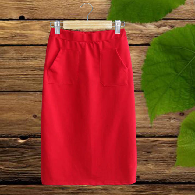 Spring and summer new loose waist, one -step skirt pocket in the pocket, long skirt half -body skirt, split leisure versatile cotton