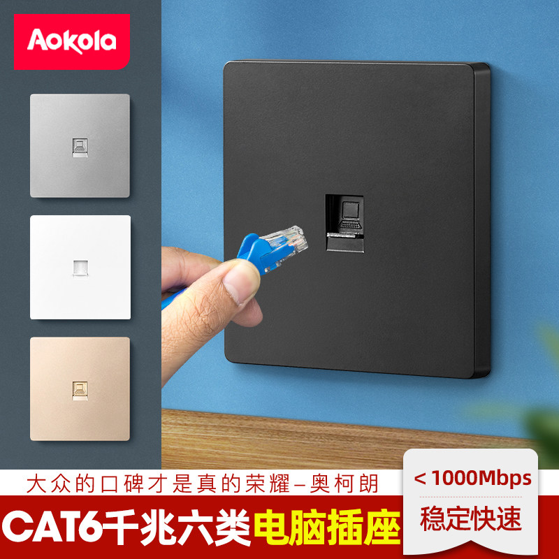Aokola Type 86 Cat6 Network Cable Socket Panel - Gigabit Ethernet Wall ...