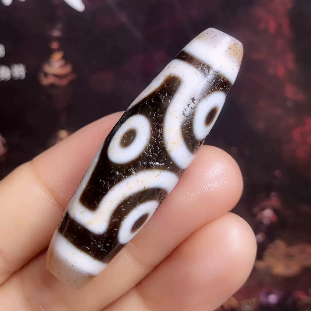 高級天珠 龍六眼 05729 龍眼天珠 35x14mm 龍六眼天珠 6眼天珠 朱砂天珠