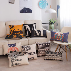 Nordic Imitation Linen Pillowcase Geometric Sofa Headboard Office Nap Imitation Linen Cushion Car Lumbar Pillow Pillowcase