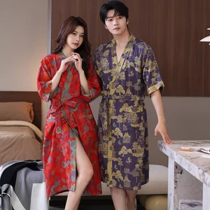 
Pure cotton gauze bathrobe for women summer 2026 new cotton men's four-season thin nightgown water-absorbent and quick-drying adult bathrobe