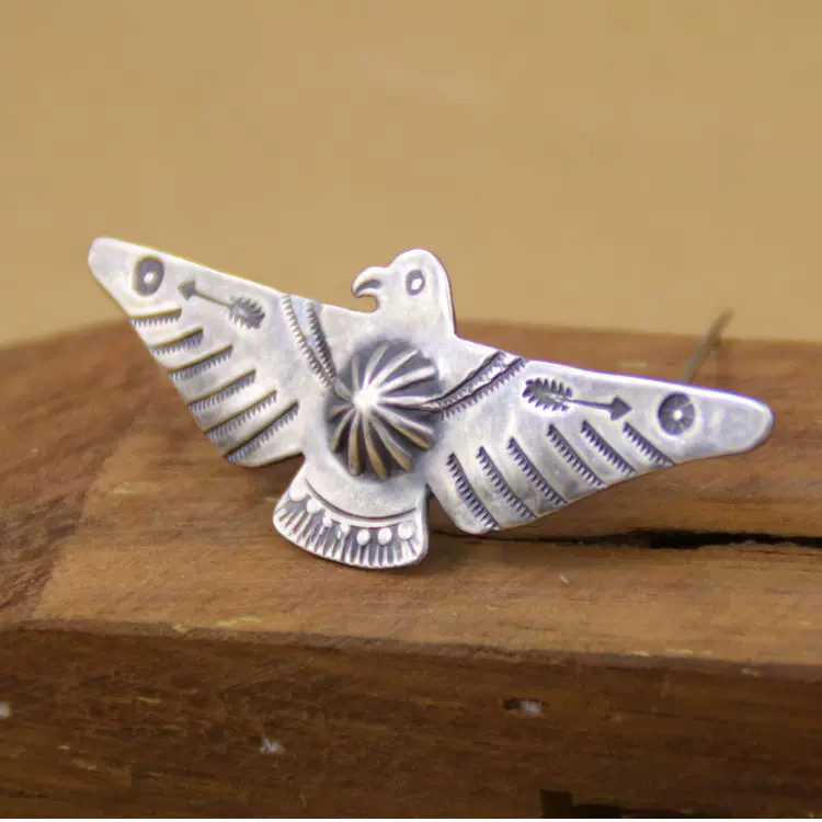 大拙Larry Smith雷鳥胸針別針925純銀襯衫領針做舊手工銀飾