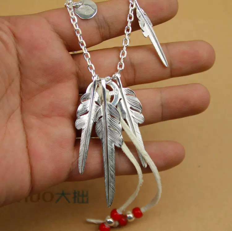 ハンドメイド Larry Smith 925純銀 Larry Smith Double Feather Set Necklace - Native Feather