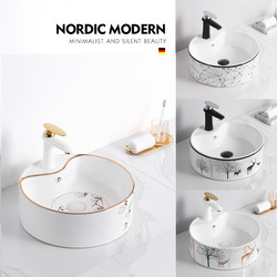 Countertop Basin Balcony Wash Basin Ceramic Wash Basin Single Basin Bathroom Basin Household Scandinavian Basin Engineering Model