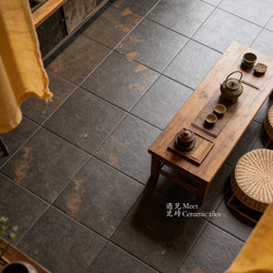 Discover Wabi-Sabi Style Natural Black Gold Imitation Slate Stone Tiles for Guesthouses, Cafes, Restaurants, and Gardens; Non-Slip Vintage Floor Tiles