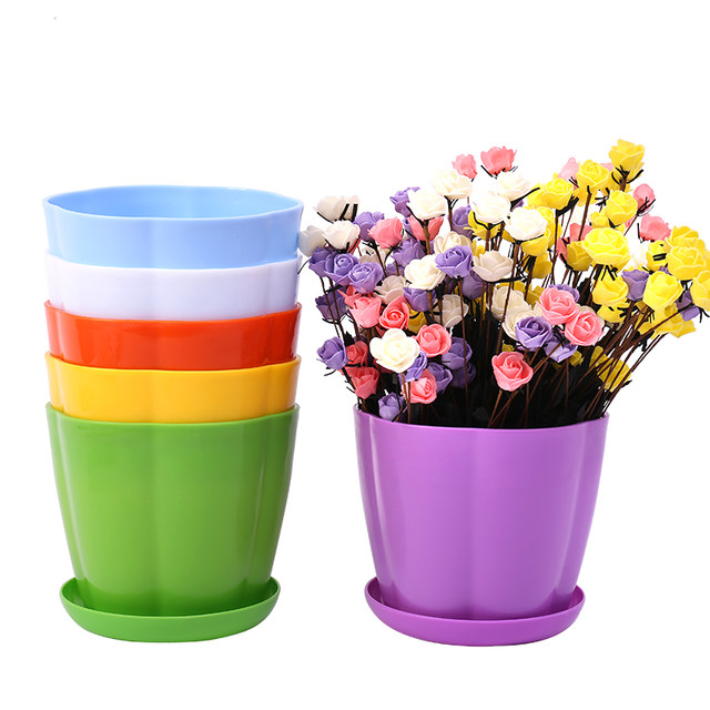 Resin plastic flower pot large indoor balcony potted succulent green ...