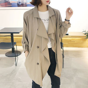 
Thin trench coat women's mid-length spring and summer new style lapel double-breasted single-layer loose sun protection thin top