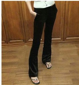 The new retro gold velvet micro -pants high waist slimming legs long casual small straight trousers big size women's pants