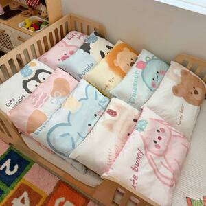 
Small animal cartoon A version 100% cotton B version beanie velvet kindergarten dormitory children's pillow large version printed pillow case pillow core
