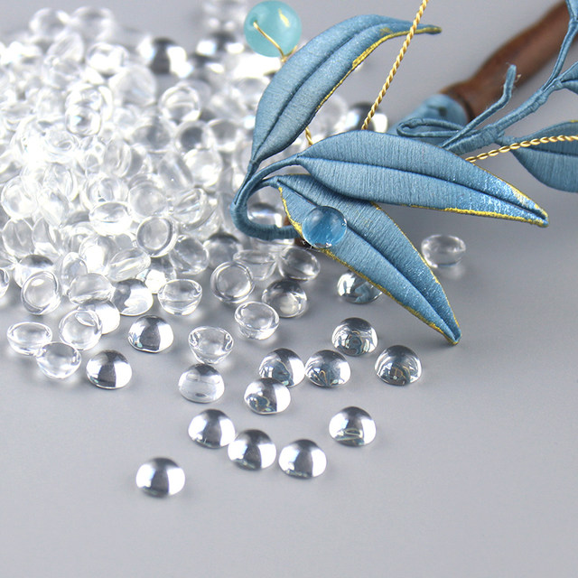 20 transparent imitation water drop beads wrapped with flower dew drops, bamboo leaf water drops, antique style handmade diy semi-circle ring surface hair accessories material