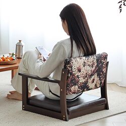 Japanese-Style Solid Wood Low Stool Floor Chair for Tatami Seating, Suitable for Balcony Bay Window, Lazy Sofa, or Bed with Backrest