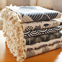 Japanese-Style Tablecloth ins Internet-Famous Simple and Fresh Coffee Table Dust Cover Rectangular Round Cotton Linen Fabric