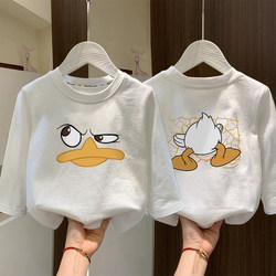 Long-Sleeved T-Shirts for Boys and Girls with Cartoon Prints, Children's Tops, Spring and Autumn Styles, Loose and Stylish, Pure Cotton Base Shirts
