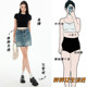 Denim short skirt for women 2025 summer new large size high waist A-line slim and fat mm loose skirt for old washing
