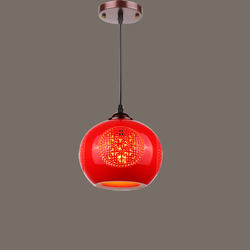 New Chinese-Style Red Lantern Balcony Light, Hallway Entrance Chandelier, Foyer Walkway Ceramic Festive Red Lantern Ceiling Light