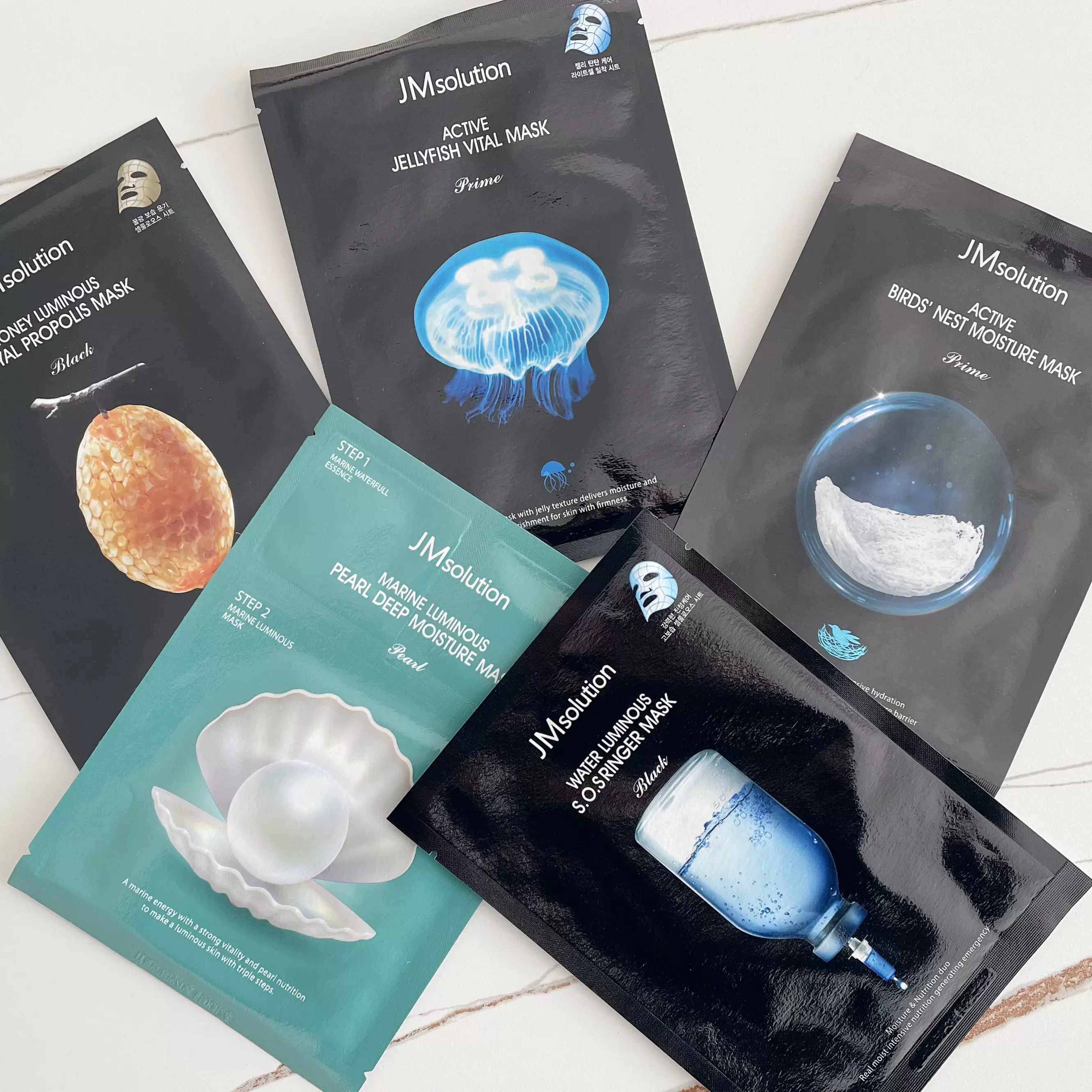 韩国jm肌司研水滋养水盈补水莹润蜂胶三部曲深海珍秘贴片面膜