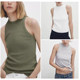 
Spanish women's 2025 summer dopamine color basic comfortable ribbed cotton I-shaped sleeveless vest for women
