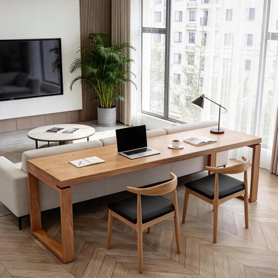 
Solid wood long table, simple modern e-sports table, study table, computer table, double desk, home office desk, workbench