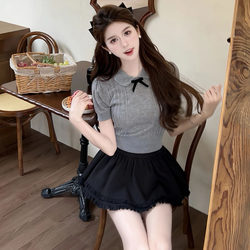College Style Dress for Women, Summer 2026 New Model, Very Pretty Ootd Outfit, Complete Set for Petite Women, Puffy Skirt