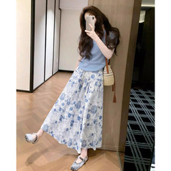 Unique and Beautiful Blue Floral Dress for Early Summer 2026 New Summer Ootd Outfit Complete Set Long Dress