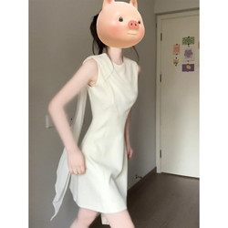 White Vest Dress for Women, Summer 2026 New Style, Petite, Early Summer, Unique, Beautiful, Stunning, Waist-Cinching Short Skirt