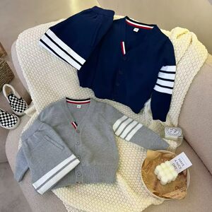 Boys and girls knitted cardigan suit 2026 spring and autumn new style children's baby trendy brand tb coat and sweater two-piece set
