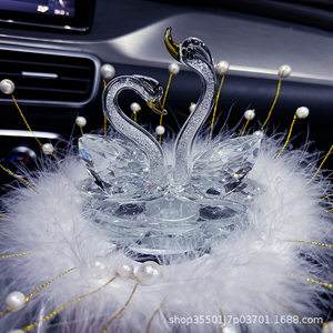 High-end cute new crystal swan car interior accessories ornaments car center console perfume car decoration decoration