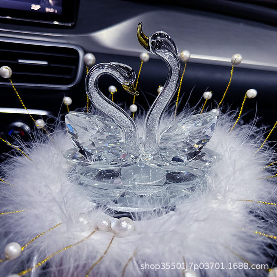 High-end cute new crystal swan car interior accessories ornaments car center console perfume car decoration decoration