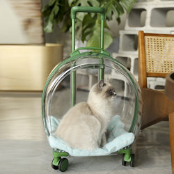 Pet Trolley Box, Cat Bag, Portable Cat Suitcase, Transparent Large-Capacity Cat Stroller, Dog Space Capsule