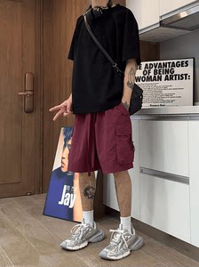 Bluster Ice Scenes dry work shorts Men's summer American -style functional assault pants big pocket five -point horse pants
